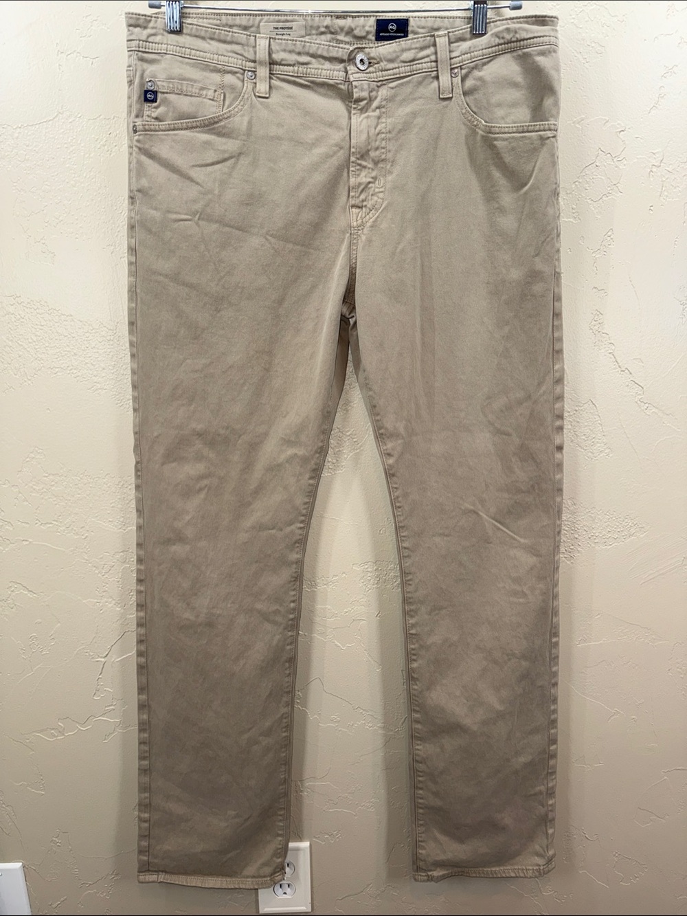 AG Adriano Goldschmied The Protégé Straight Leg Khakis - Light Beige